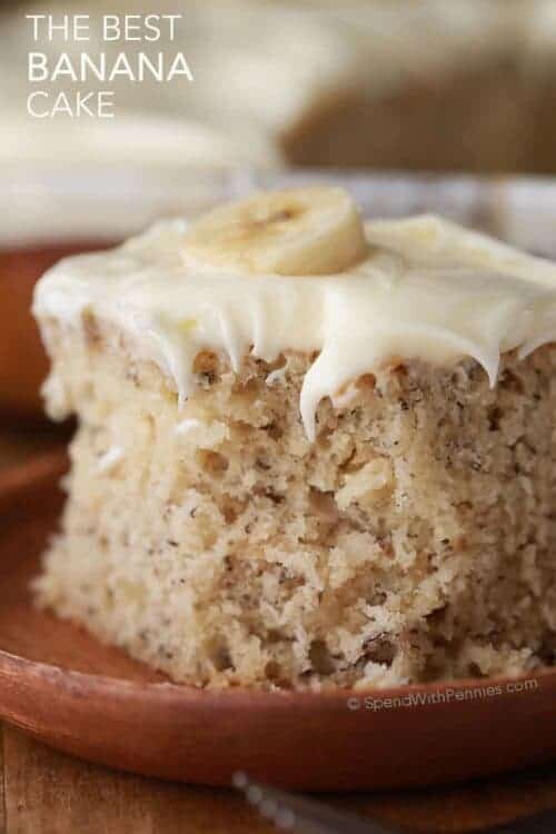 Slice of Banana Cake on a plate