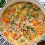 Overhead shot of Chicken Stew in a pot