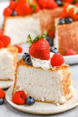 slice of angel food cake on a plate