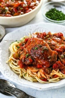 plated Chicken Cacciatore