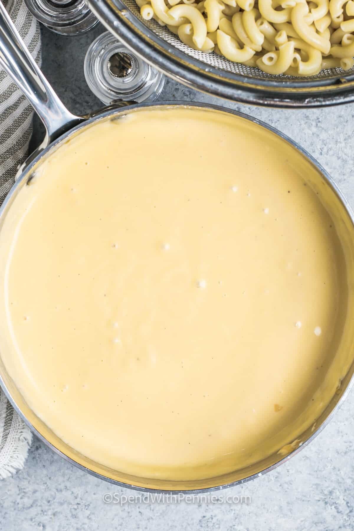 creamy cheese sauce to make Baked Mac and Cheese