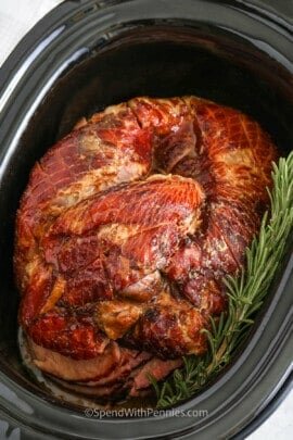 close up of Crock Pot Ham in the crockpot