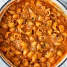 cooking Hamburger Helper in a pot