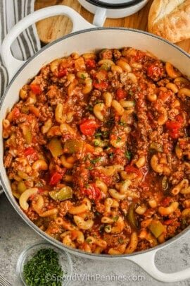 American Goulash in the pot