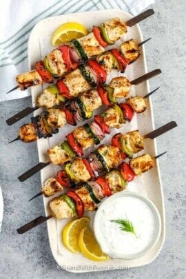 Greek Chicken Kabobs with tzatziki