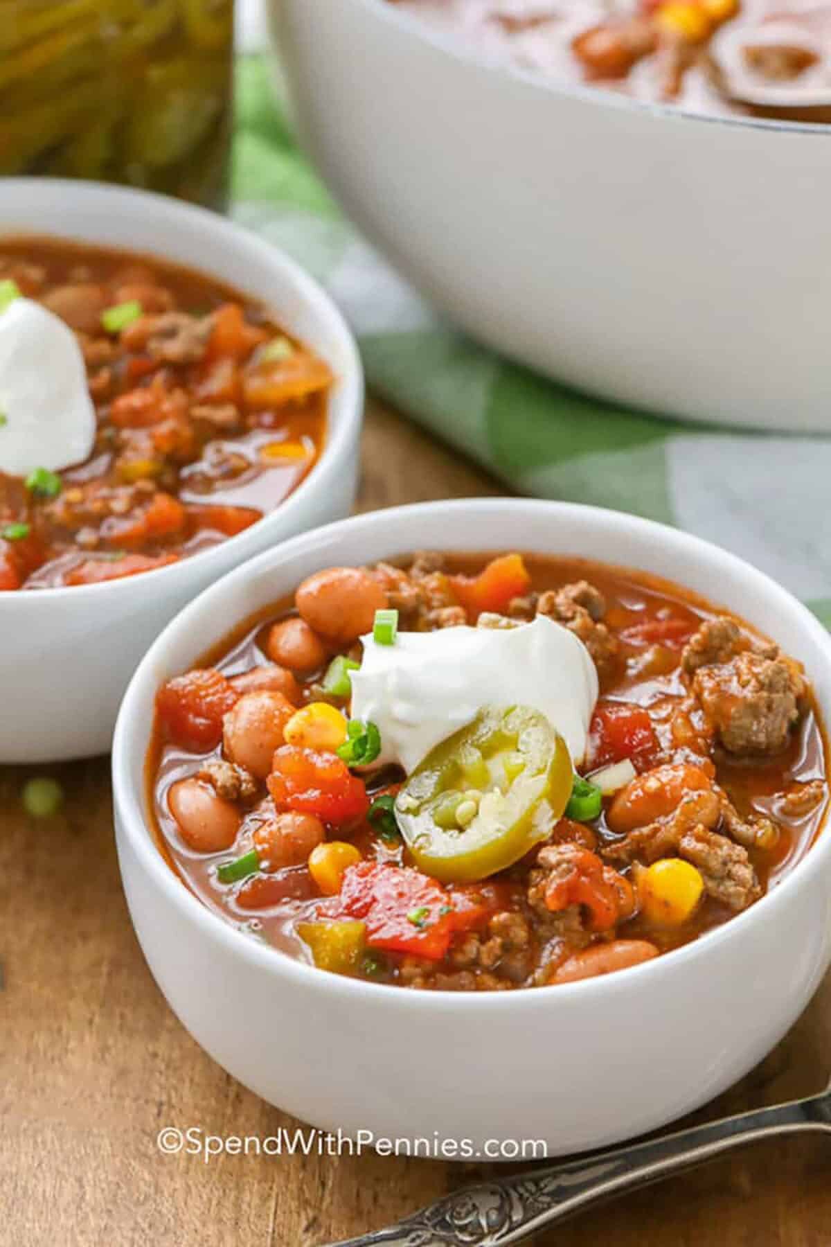 Easy Taco Soup Recipe in bowls