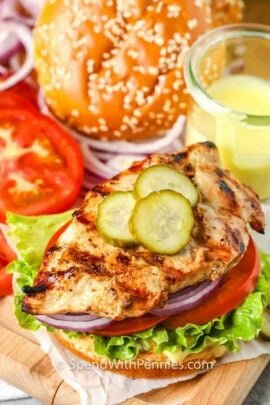 Grilled Chicken Sandwich with pickles