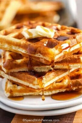 Homemade Waffle Recipe with syrup and butter