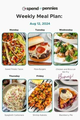 meal plan for the week of Aug 12 2024